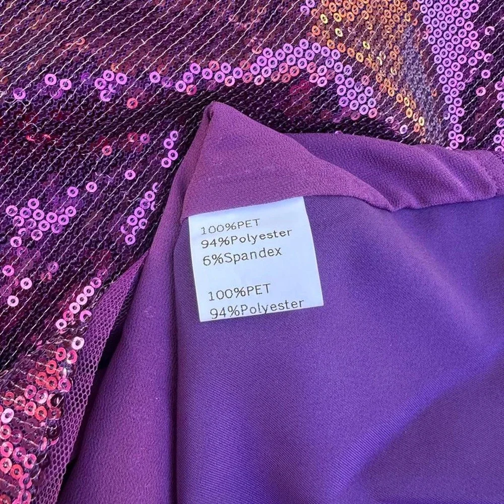 Grace Karin Plus Size Purple Sequin Halter Top